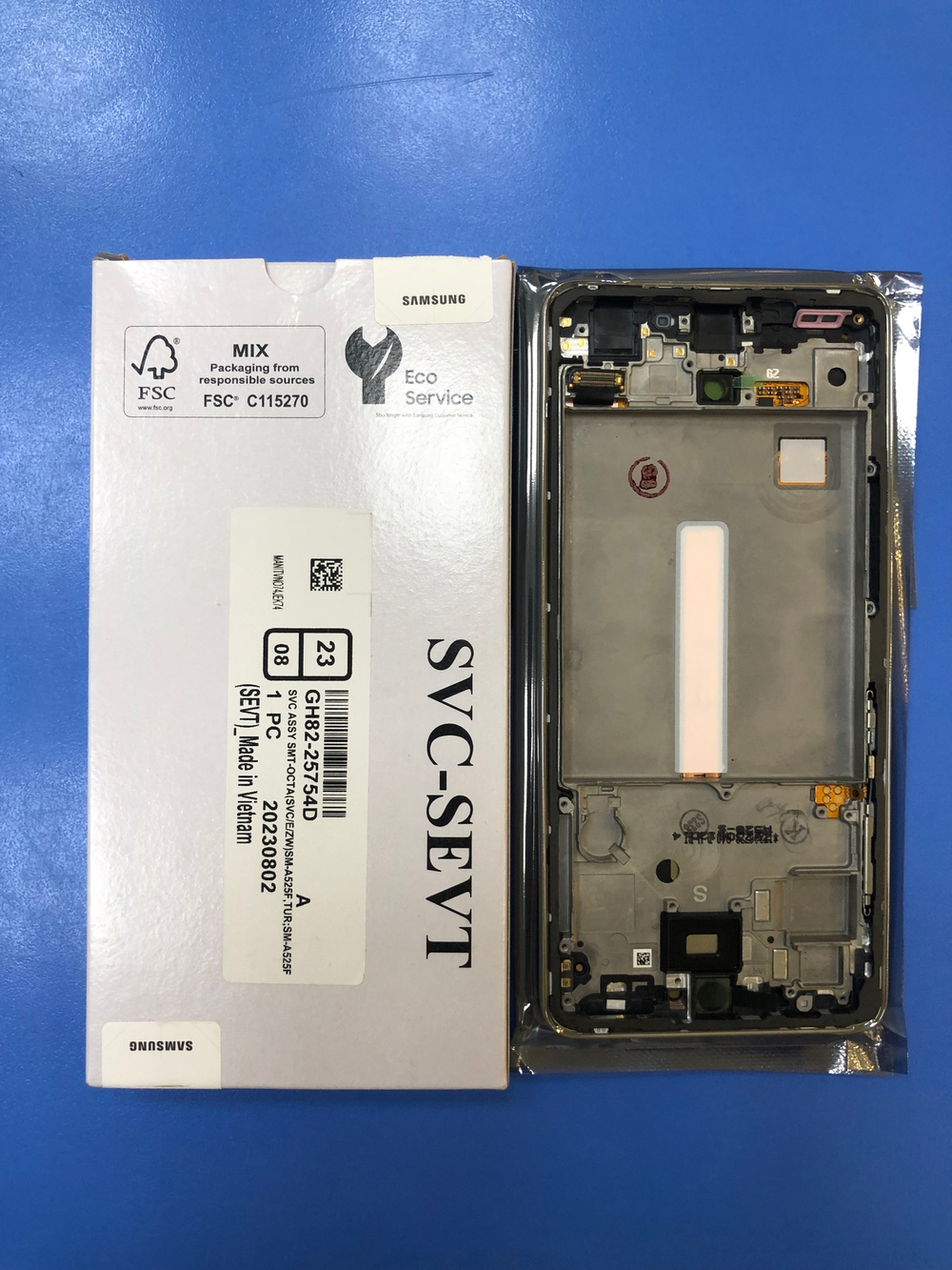 Самсунг А525/А526 Galaxy A52  Дисплей в сборе с тачскрином и серебристой рамкой Оригинал Сервисный