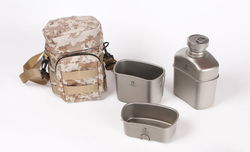 Комплект титановой армейской посуды в чехле (Langtu)