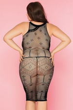 Бесшовное эластичное платье с продольными полосками Spice XXL (Цвет: черный)