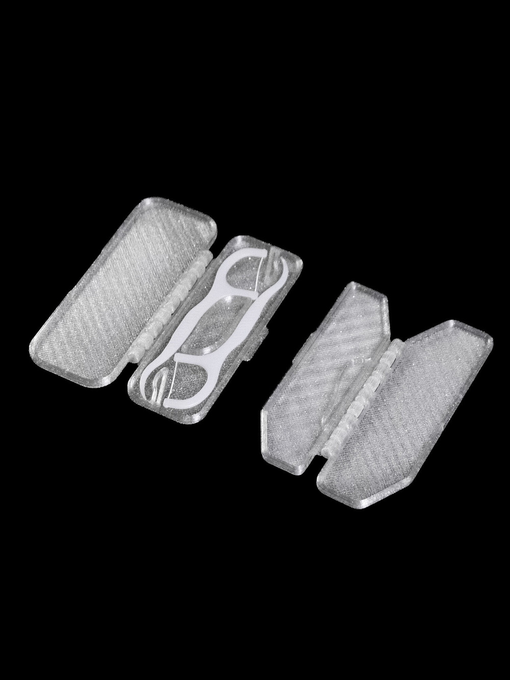 Набор стоматологических дорожных контейнеров для 1-й и 2-х зубочисток с нитью — флоссеров, белый, полупрозрачный