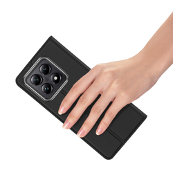 Чехол книжка из PU кожи черного цвета от Dux Ducis для смартфона Xiaomi 14T Pro, серия Skin Pro Series Case