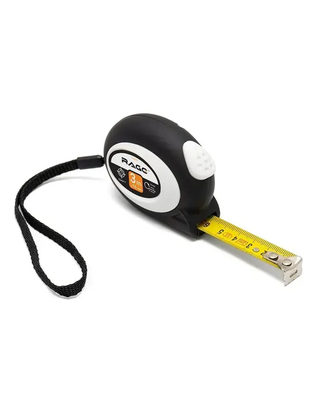 Рулетка с прорезиненным покрытием Soft-Touch автостопом 3 м х 16 мм RAGE by VIRA