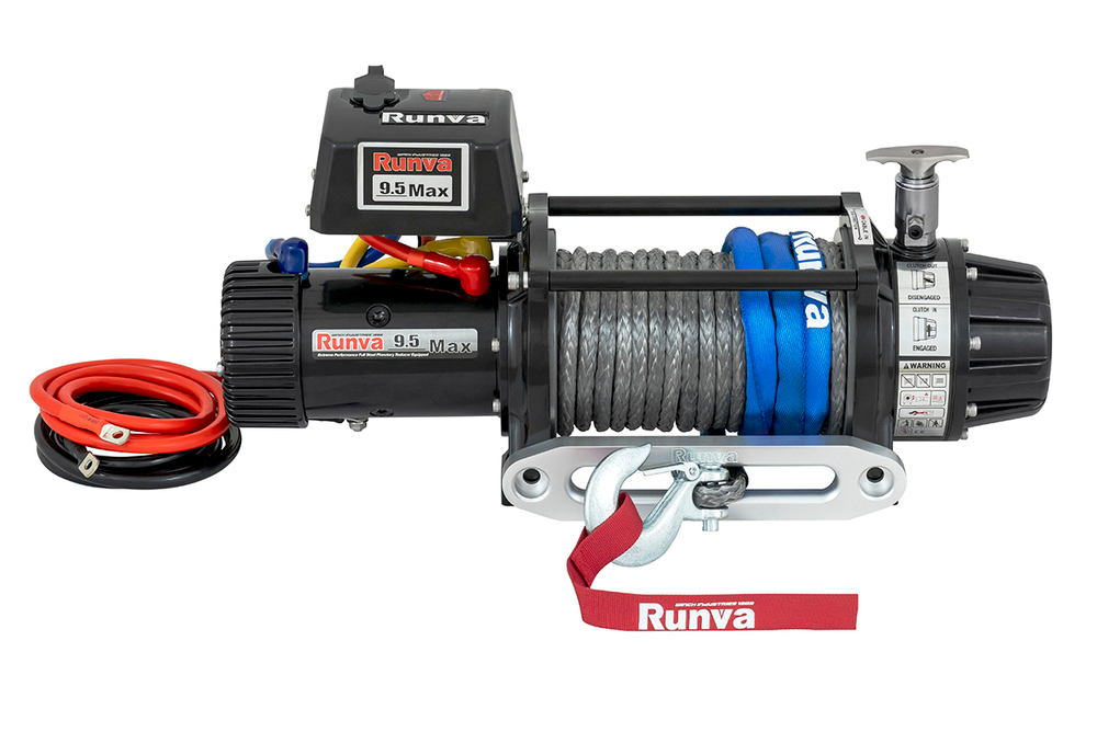 Лебёдка автомобильная электрическая 24V Runva 9500 lbs 4350 кг MAX влагозащищенная, комбинированный роспуск, синтетический трос