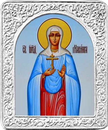 Святая Мариамна. Маленькая икона в серебряной раме 4,5 х 5,5 см.