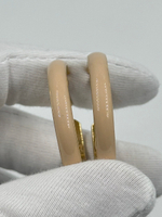 Серьги кольца с бежевой эмалью