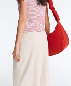 Oysho Зауженные брюки из 100% хлопка со складками, норка