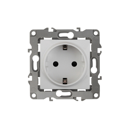 Розетка ЭРА Серия 12 12-2102-01 с заземлением 2P+E Schuko со шторками 16A-250В IP20 белый