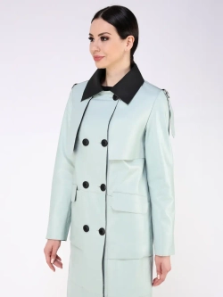 Кожаный тренч длинный с поясом плащ на осень