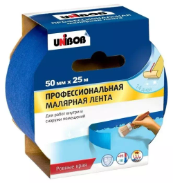 Лента малярная Unibob для наружных работ синяя. 50 мм * 25 м