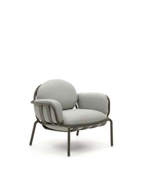 Садовое кресло Joncols серое с зеленой алюминиевой отделкой