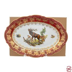 Блюдо овальное Repast Охота красная Мария-тереза 33 см