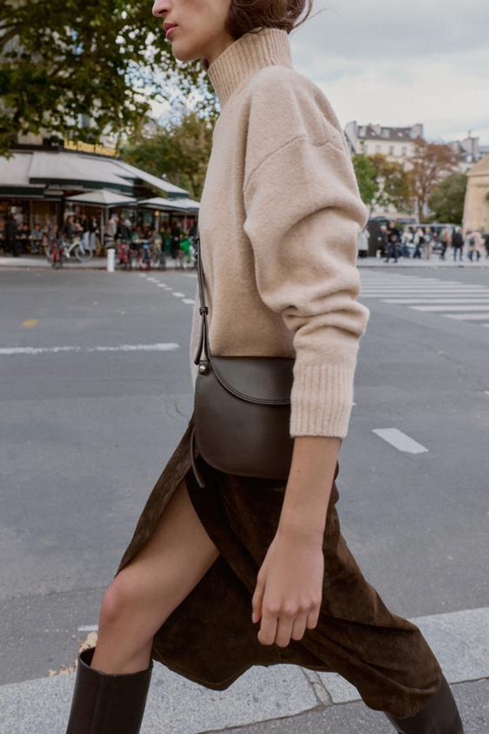 ZARA МИНИ-СУМКА С ПЛЕЧЕВЫМ РЕМНЕМ, КОРИЧНЕВЫЙ