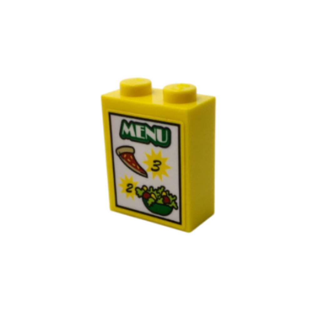 Кирпич 1 x 2 x 2 С Узором Ломтика Пиццы И Салата (наклейка) 3245cpb052