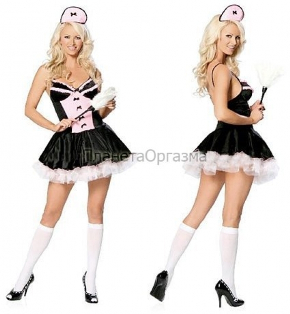 Кокетливая горничная, SM (42-44) (Цвет: черный с розовым)