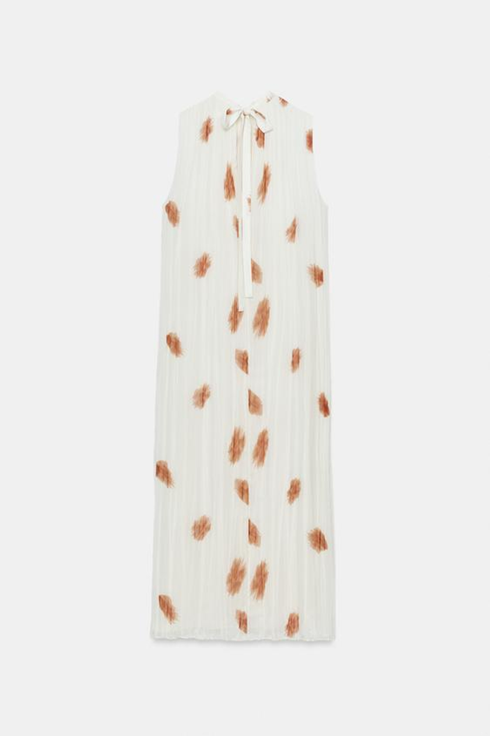 ZARA ПЛАТЬЕ ИЗ ТКАНИ С ПРИНТОМ — ZW COLLECTION, ЭКРЮ/КРАСНЫЙ
