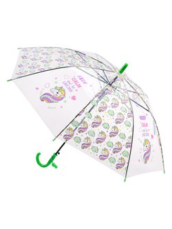 Зонт детский с рисунком Единорожки зеленый