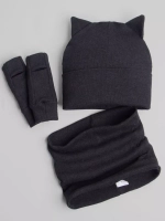 Шапка для девочки осенняя с митенками и снудом