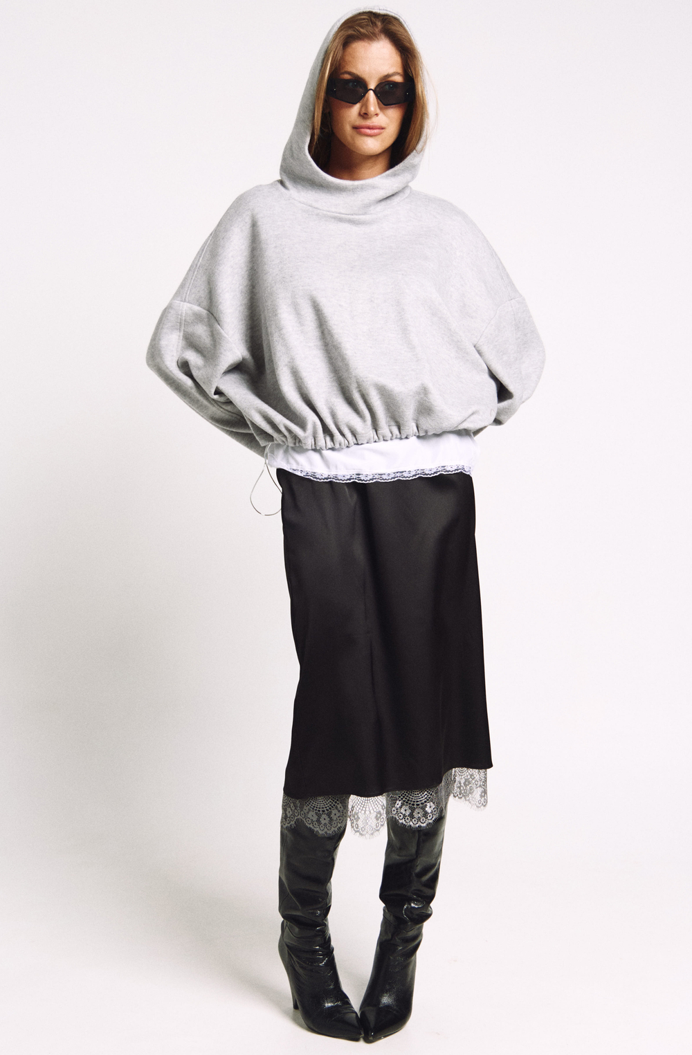 Худи со стойкой 1245 серый