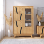 Шкаф для посуды 21 ALINA из дерева, цвет светлое дерево/ черный