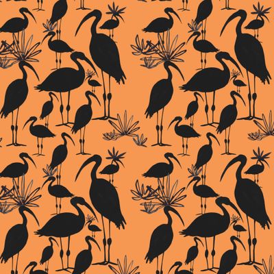 Птицы на оранжевом