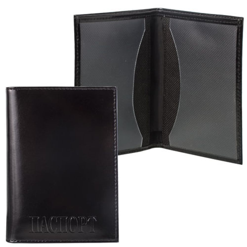 Обложка для паспорта BEFLER "Classic", натуральная кожа, тиснение "Passport", черная, O.24.-1