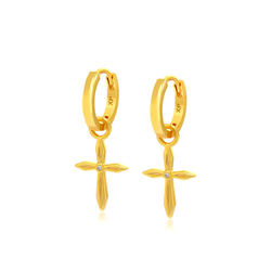 Серьги кольца конго с подвесками бижутерия, кресты золото