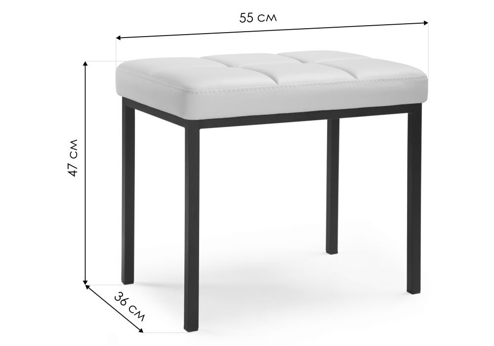 Банкетка Дион кожзам темно-серый / черный матовый