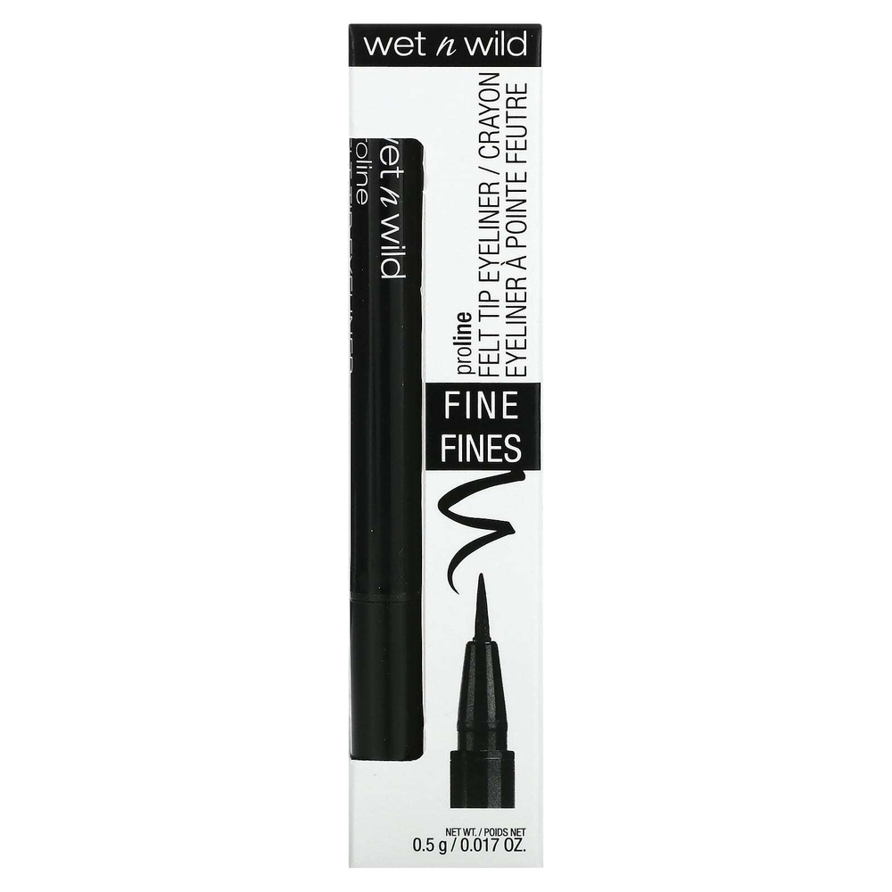 wet n wild, ProLine, подводка с фетровым наконечником, 875B, черная, 0,5 г (0,017 унции)