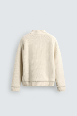 ZARA СТЕГАНЫЙ ТРИКОТАЖНЫЙ КАРДИГАН, ЭКРЮ