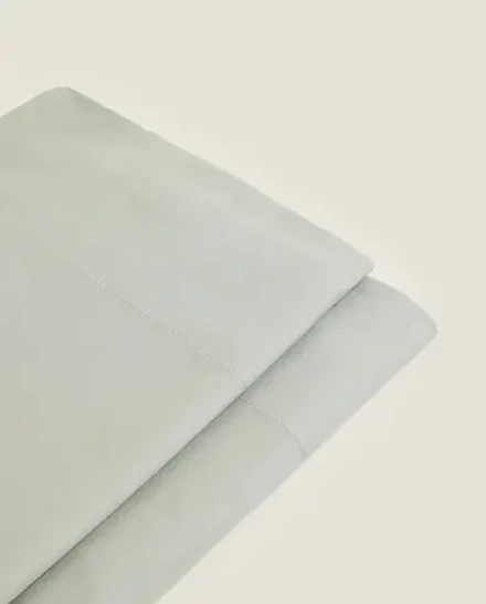 ZARA HOME (200 НИТЕЙ) ПРОСТЫНЯ ИЗ ХЛОПКА ПЕРКАЛЬ, СВЕТЛО-ЗЕЛЕНЫЙ
