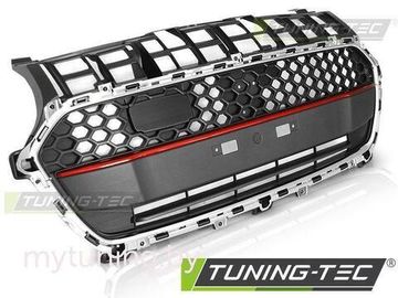 Решетка радиатора для Suzuki Swift IV (17-...) черная с хромированной окантовкой и красной полосой