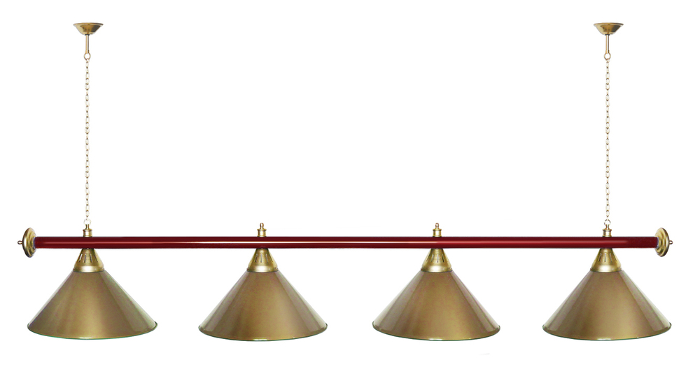 Лампа STARTBILLIARDS 4 пл. (плафоны зеленые,штанга зеленая,фурнитура золото)