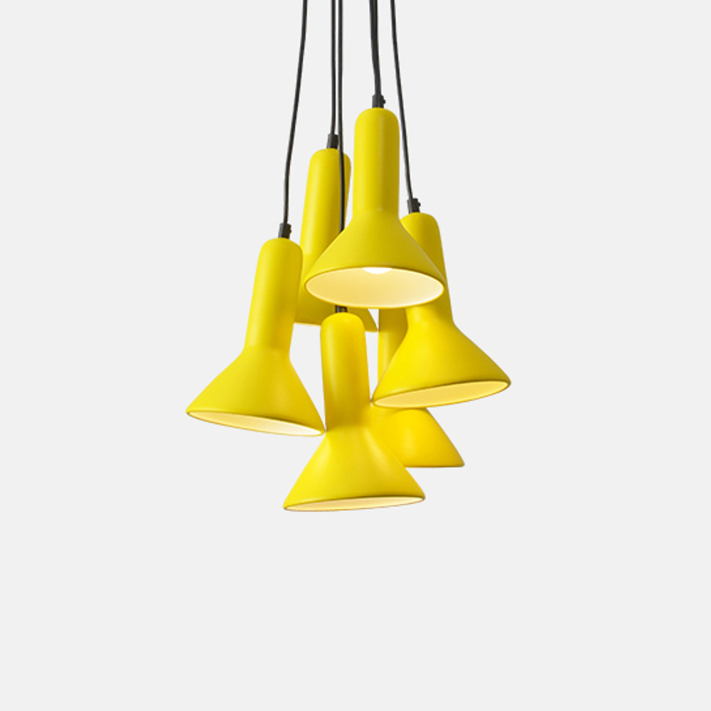 Pendant design lamp  TORCH S1 by Sylvain Willenz (Yellow,  6 lampshades)