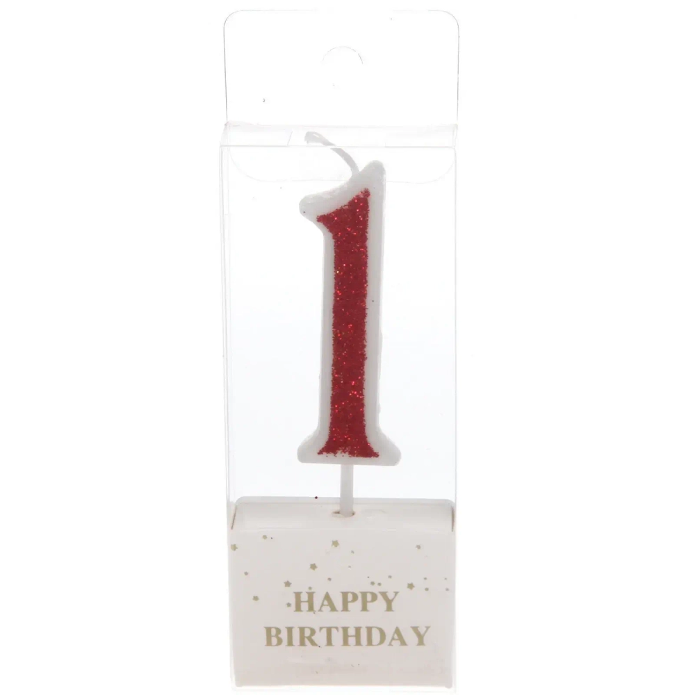 Свеча для торта Цифра Иллюзия «1» 9.5 см, красный