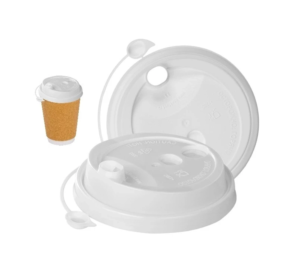 Крышка PP со съемным питейником d=80мм, белая (50 шт.)