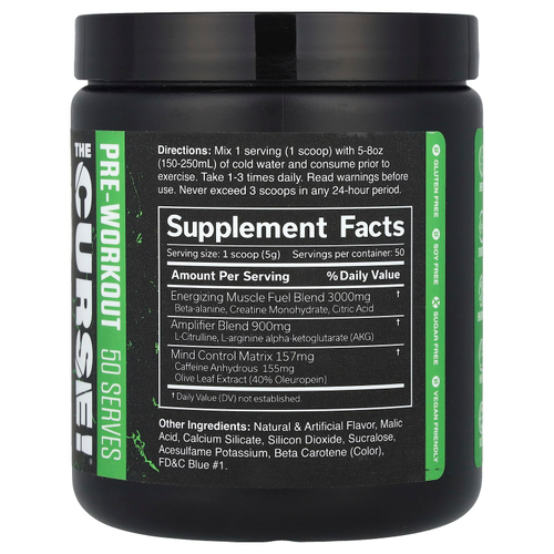 JNX Sports, The Curse!®, предтренировочный комплекс, со вкусом зеленого яблока, 250 г (8,8 унции)