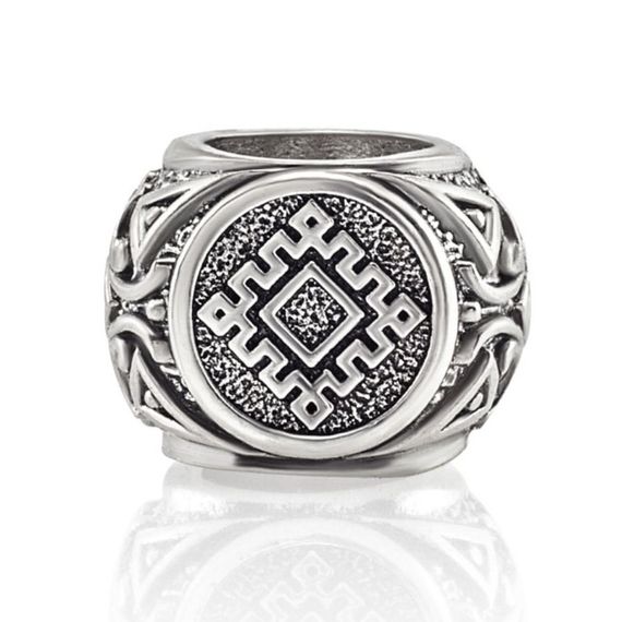 Шарм «Репейник удачи» из серебра, вид спереди