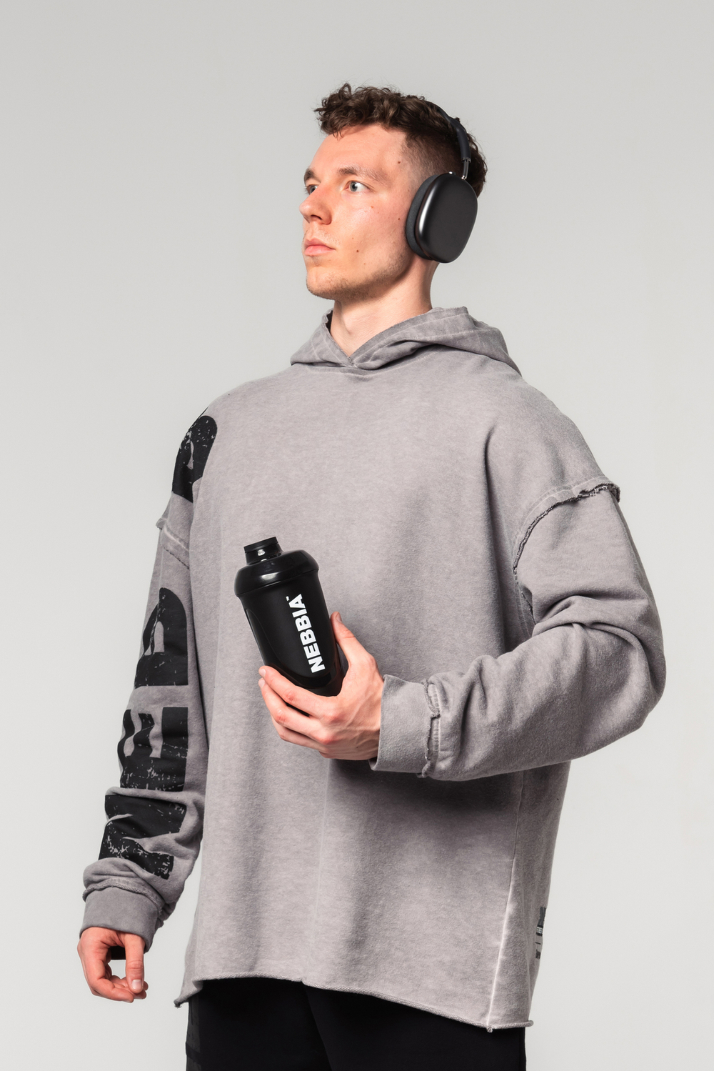 Кофта WASHED-OFF OVERSIZED PULLOVER HOODIE NO BS 371 Светло-Серая