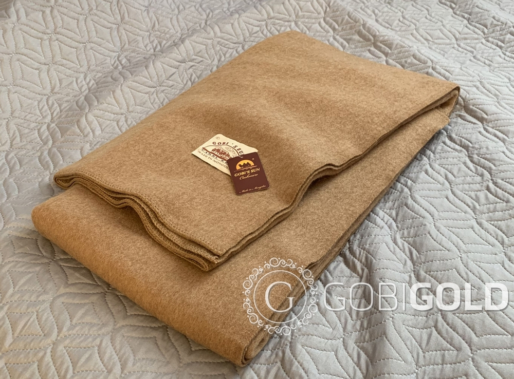 Одеяло тканое из 100% верблюжьей шерсти 150х200 см. (GOBI SUN) - камел ...