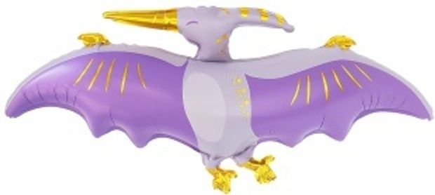 К Шар (35''/89 см) Фигура, Динозавр Птеродактиль (надув воздухом), Сиреневый