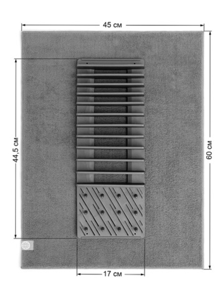 Набор: сушилка пластиковая с ковриком для сушки посуды DeNASTIA, большой размер, тёмно-серый