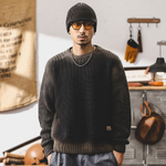 Американский ретро свитер мужской варёный с круглым воротом