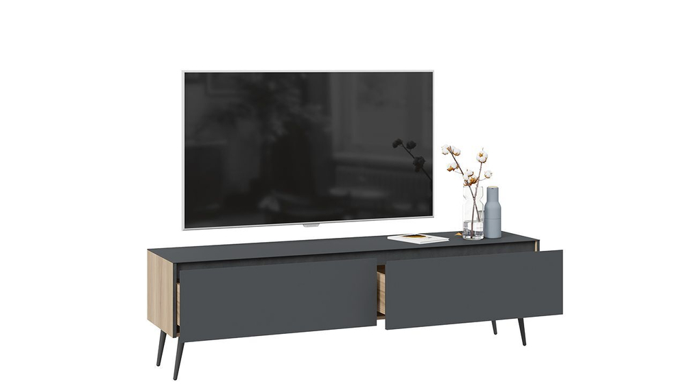 Тумба под телевизор напольная Белый глянец/Стекло 180х44х52 см