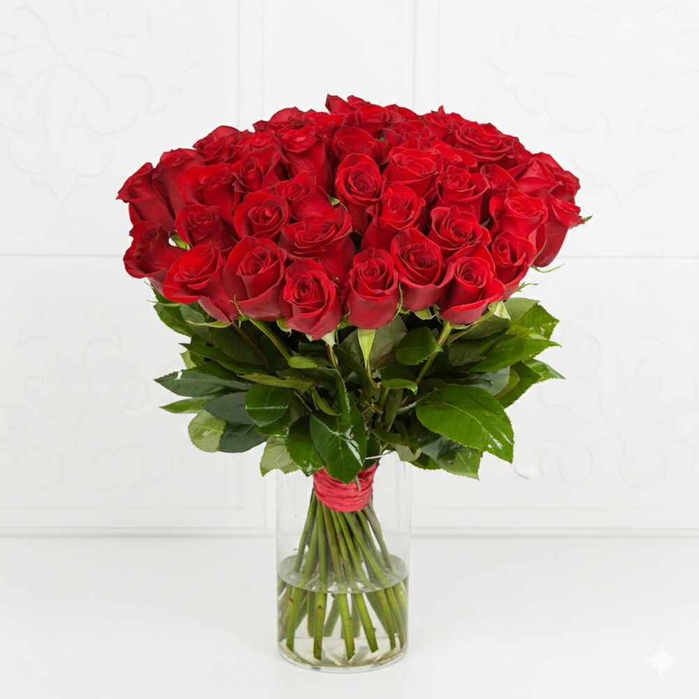 Голландские красные розы "Freedom" (80 см)
