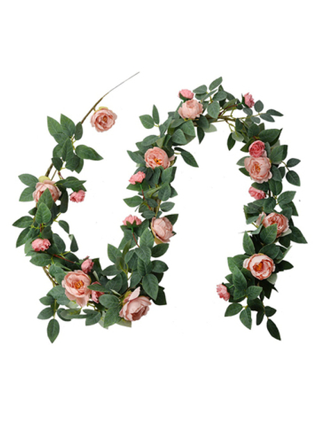 Гирлянда из розовых роз 10x10x150 см Clayre & Eef