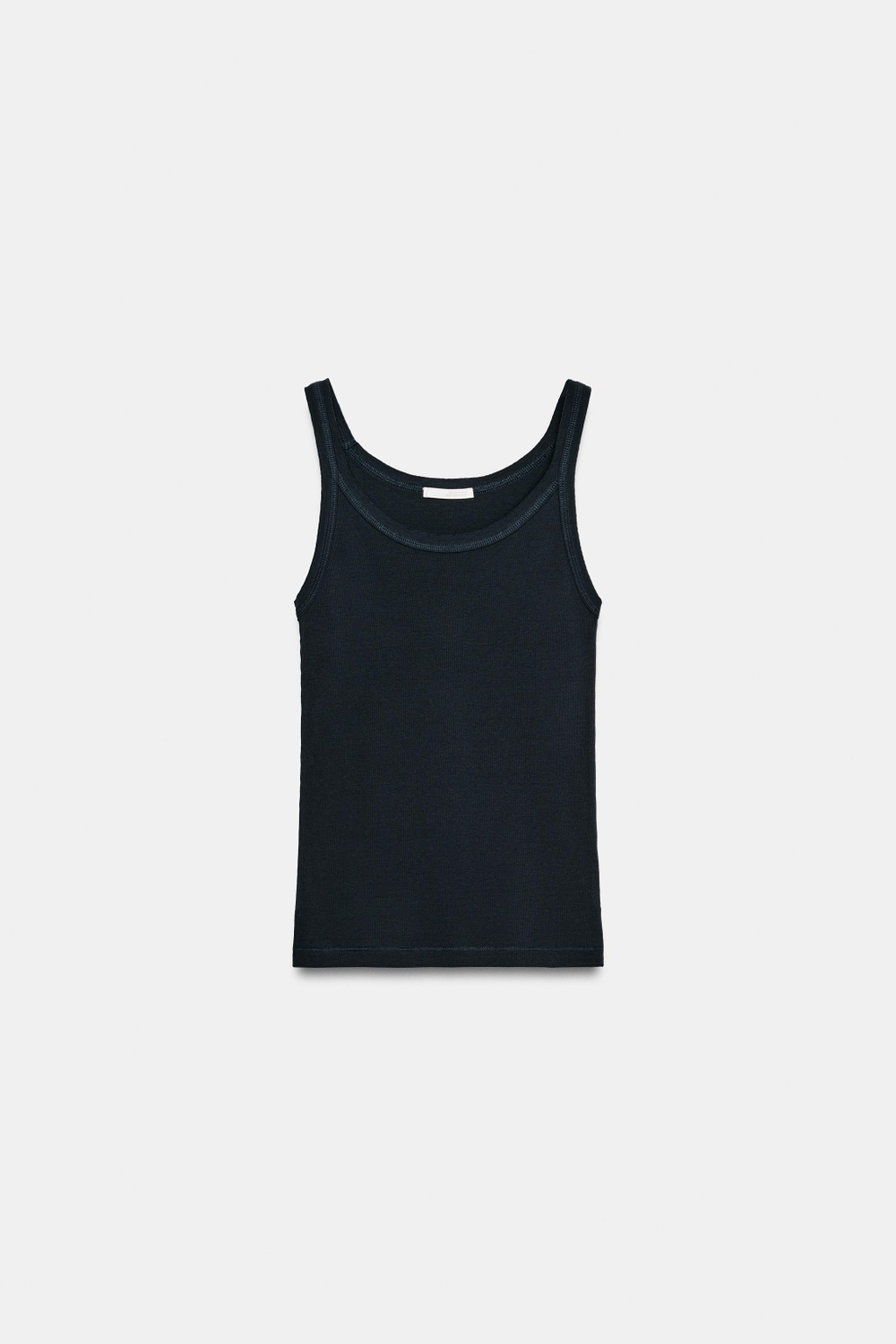 ZARA ТОП В РУБЧИК ИЗ ХЛОПКА, МОРСКОЙ СИНИЙ