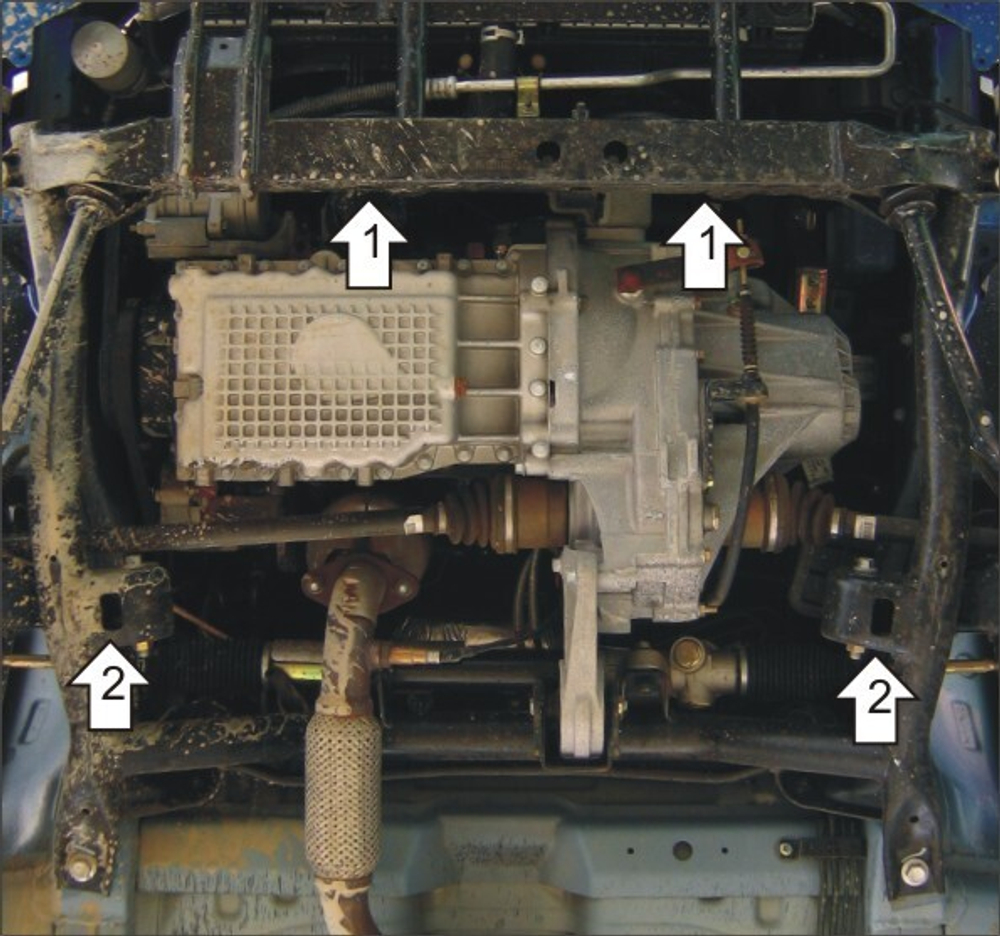 Защита картера Двигателя, КПП. 2 мм, Сталь. для Chery QQ6 2006-2014 MOTODOR.09008