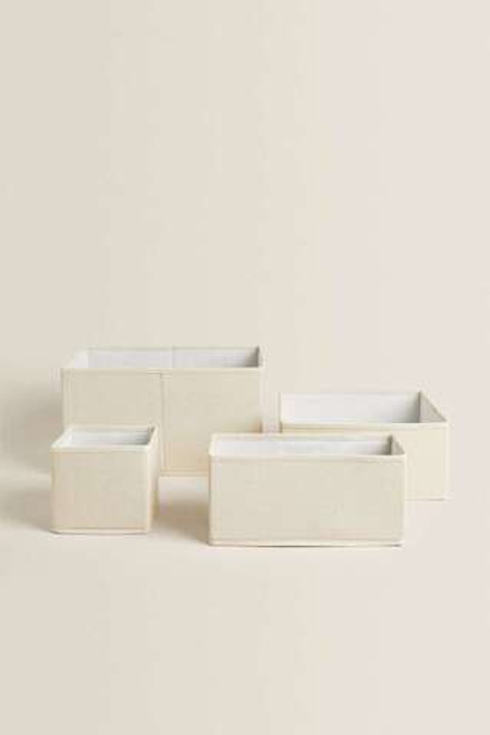 ZARA HOME СКЛАДНОЙ ЯЩИК ДЛЯ ХРАНЕНИЯ, СВЕТЛО-БЕЖЕВЫЙ