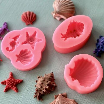 Молды силиконовые для творчества "Набор ракушек" 5 видов/ форма для мыла, воска, эпоксидной смолы, гипса и полимерной глины