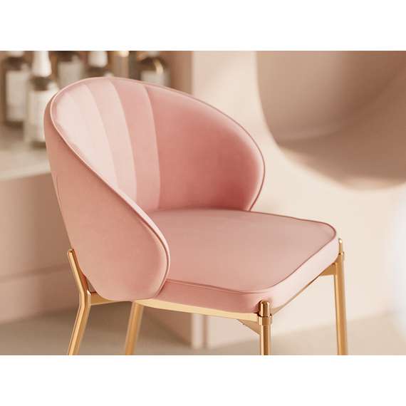Барный стул Coral, 76 см, розовый велюр с золотыми ножками